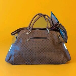 Big Buddha Large 18"x 12" Bag Brown Print Leather With Many Pockets For Storage